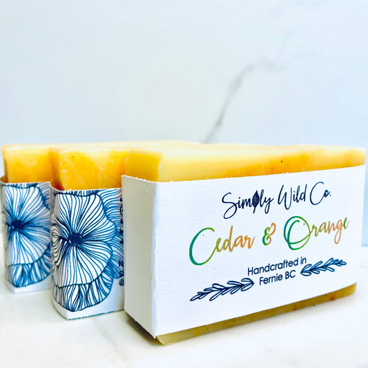 Handmade cedar and orange soap for natural skin cleansing